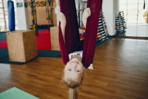 Aerial acrobatics classes at a school
